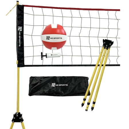 30 ft Volleyball Set, Quick Assembly, Official Size Net with Adjustable Height, Steel Poles, Ball Included, by MD Sports