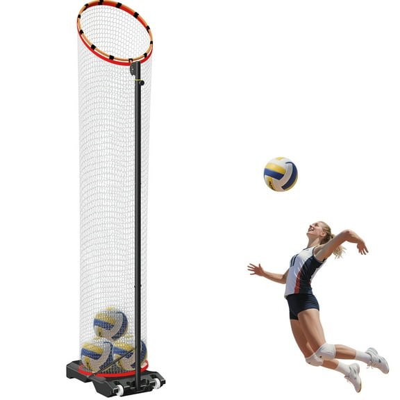 Volleyball Setter Trainer Net, Portable Volleyball Training Equipment, Adjustable Angle/Height, With Mobile Pulleys And 10.5ft Ball Collection Net, For Indoor And Outdoor Setting