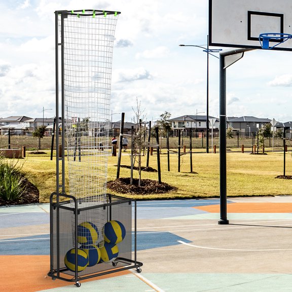 Volleyball Setter Training Equipment, Adjustable Height & 5Angle Target Hoop Trainer Net with Ball Collection Bag for Serving, Spiking & Passing Drills