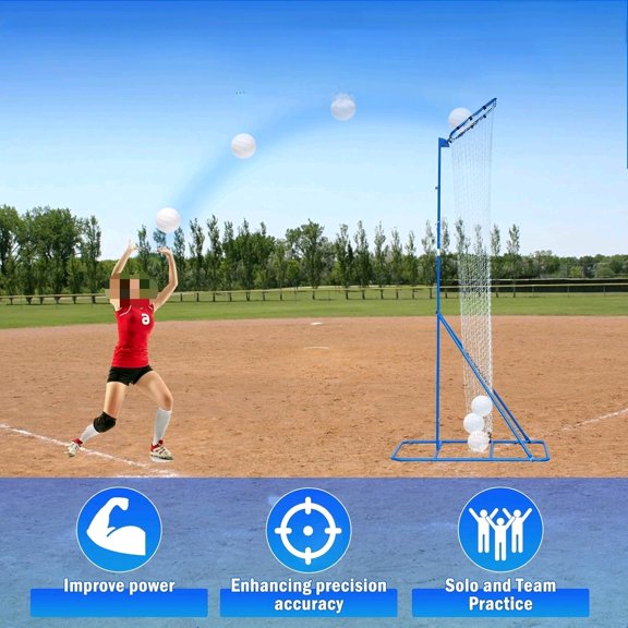 Volleyball Setter Training Net, Volleyball Training Equipment with 3 Angle and 8-10FT Height Adjustments Serve Trainer for Serving, Spiking & Setting Drills Indoor Outdoor Practice Target Net