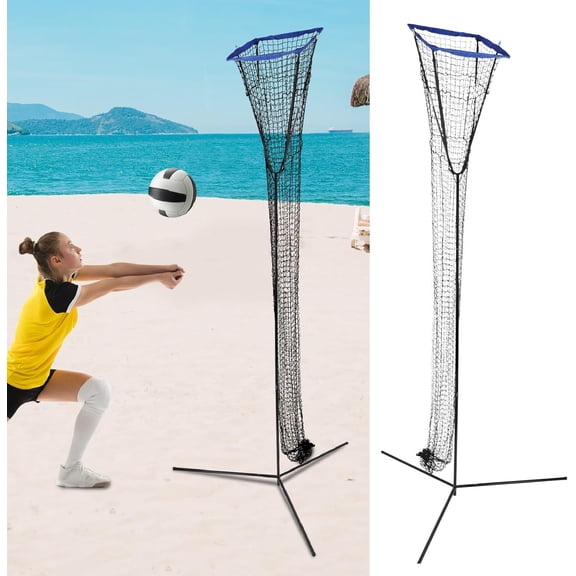 Volleyball Setting Trainer Volleyball Setter, 88-130In Height & Angle Adjustable Training Equipment Target Net with Target Hoop Ball Collection Bag for Setter Practice