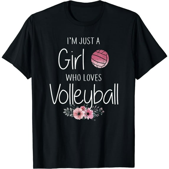 Volleyball Shirt For Girls Teens Women Cute T-Shirt Black X-Large