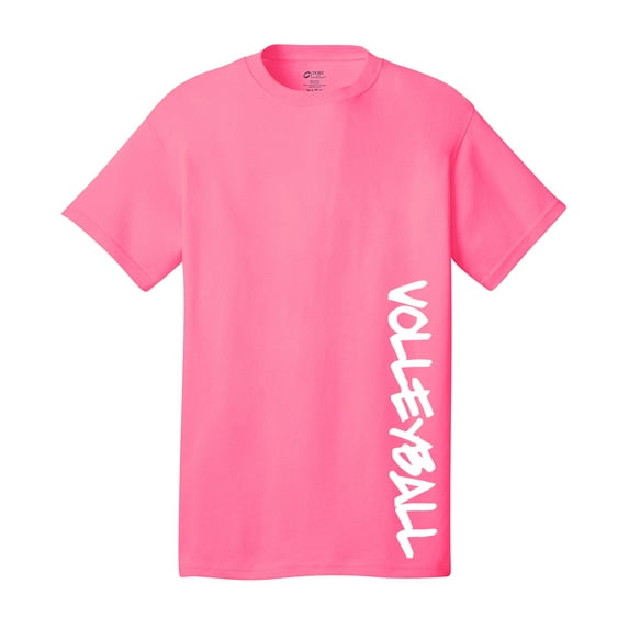 Volleyball Short Sleeve T-shirt Volleyball in White-Neonpk-Small