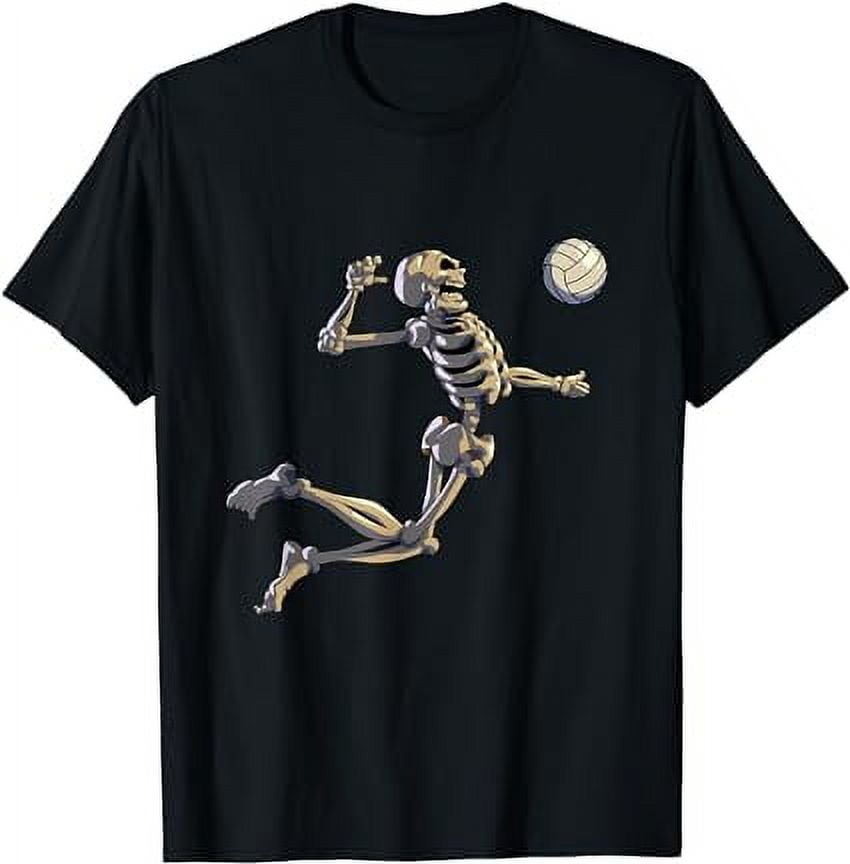 Volleyball Skeleton Women Men Volleyball Player Halloween T-Shirt ...