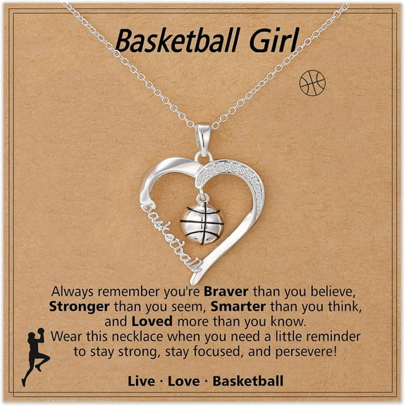Volleyball/Softball/Basketball/Baseball Necklace Gifts for Teen, Sport Accessories Birthday Christmas Valentines Day Jewelry for Her Mom 16+3 Inches