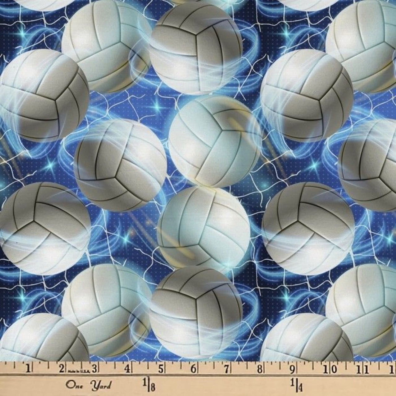 Volleyball Sparkle Cotton Fabric by David Textiles