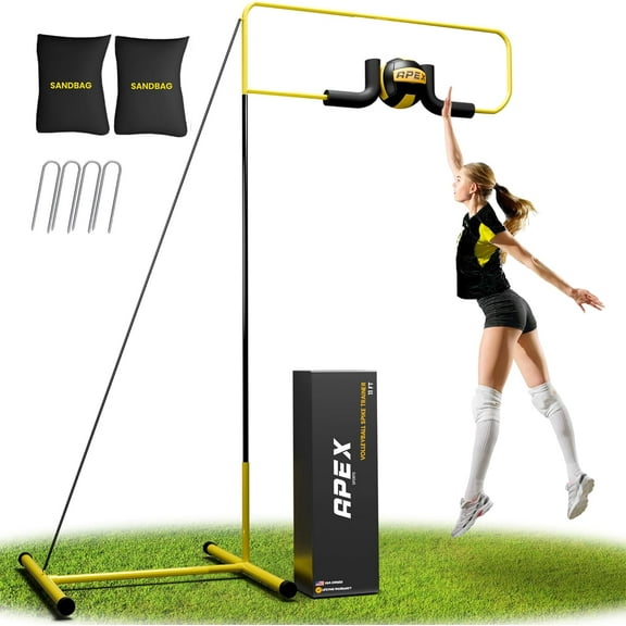 Volleyball Spike Trainer Adjustable Solo Practice Station for Hitting & Spiking Durable 25lb Base, Easy Ball Reload Indoor/Outdoor Training Aid for All Skill Levels