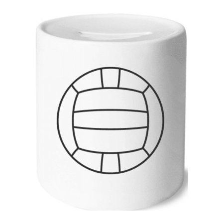 Volleyball Sport Line Drawing Pattern Money Box Cerac Coin Case Piggy Bank