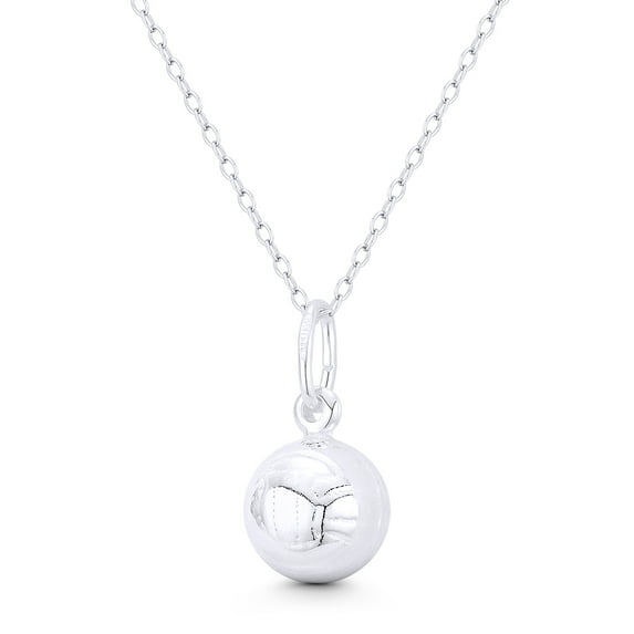 Volleyball Sports Hobby 3D Charm 20x10mm (0.8x0.4in) Pendant & Chain Necklace in .925 Sterling Silver
