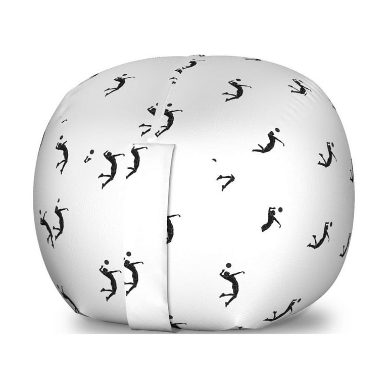Volleyball Storage Toy Bag Chair Continuing Motifs of Athlete Aiming to Hit the Ball Monochrome Details Stuffed Animal Organizer Washable Bag Small