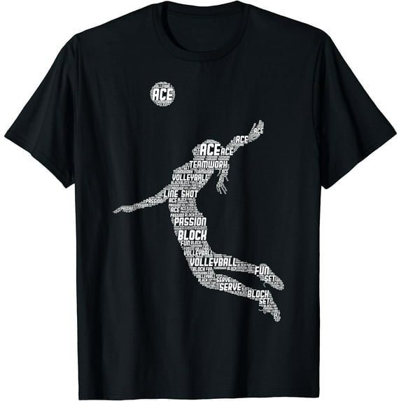 Volleyball Teen Girl Women Youth Player T-Shirt Black Large