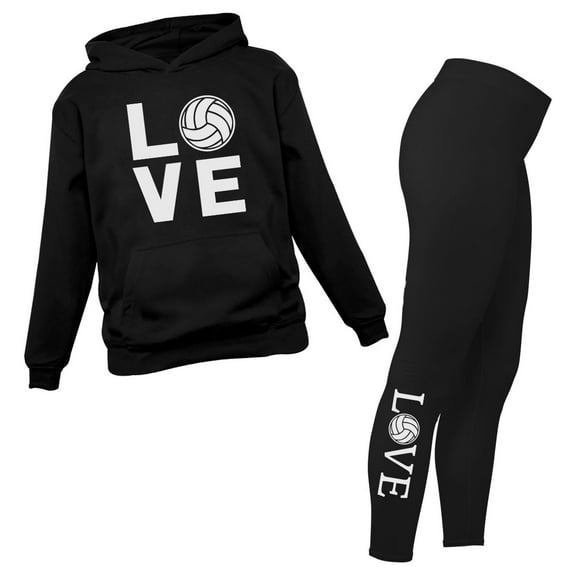 Volleyball-Themed Hoodie and Leggings Set for Women and Teen Girls - Ideal Volleyball Birthday Fan Gift - Stylish and Comfortable Athletic Wear for Practice and Everyday Use
