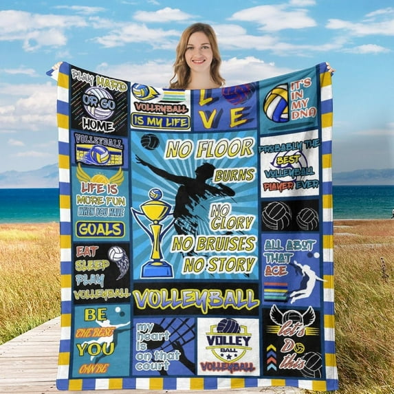 Volleyball Throw Blanket Volleyball Player Blanket Unique Gift for Volleyball Lover Volleyball Team Gift Idea Lightweight Blanket for Home Travel 60"x80"