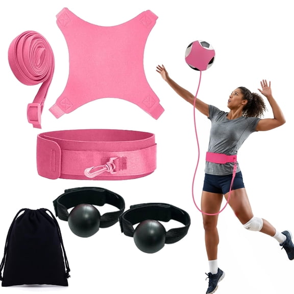 Volleyball Rebound Belt Trainer, Adjustable Solo Training Equipment with Ball Holder, Practice Serving, Spiking & Passing
