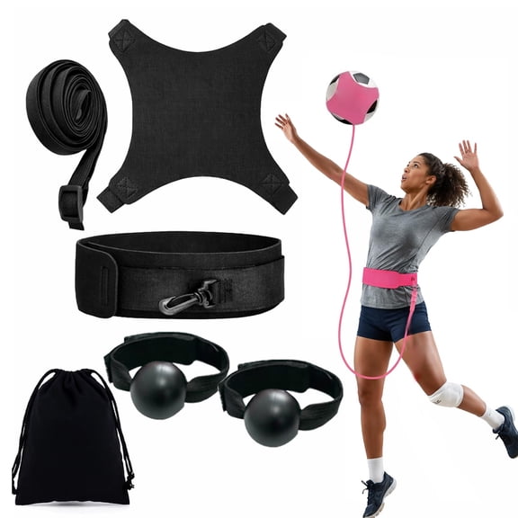 Volleyball Rebound Belt Trainer, Adjustable Solo Training Equipment with Ball Holder, Practice Serving, Spiking & Passing