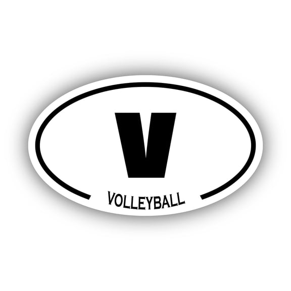 Volleyball V Oval Bumper Sticker 3M Vinyl Decal 3 in x 5 in