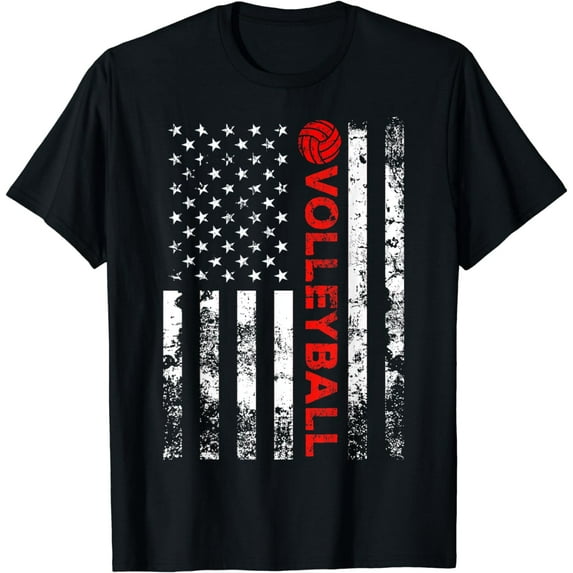 Volleyball Vintage USA American Flag T-Shirt
