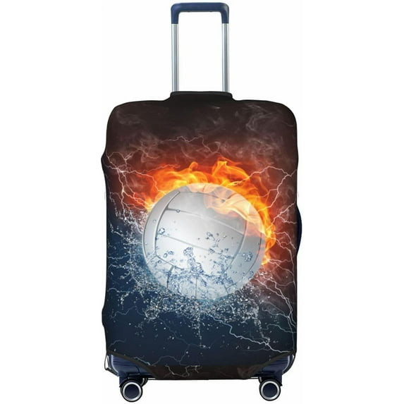 Volleyball In The Water And Fire Luggage Suitcase Covers Elastic Washable Volleyball Player Luggage Protector Travel Suitcase Protective Cover For Kid And Adult, S (Fit 18-21 Inch Luggage)