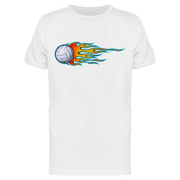 Volleyball With Hot Rod Flame T-Shirt Men -Image by Shutterstock, Male 3X-Large