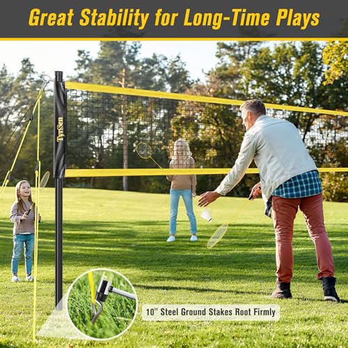 Volleyball and Badminton Combo Set, Portable Badminton Volleyball Net