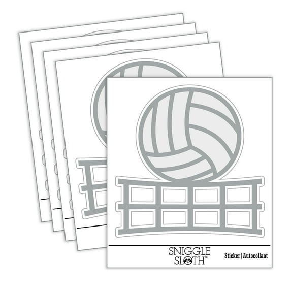 Volleyball and Net Car Window Bumper Water Bottle Phone Tablet Laptop Waterproof Vinyl Decal Sticker Set 5-Pack - Gloss Finish - 5.0"