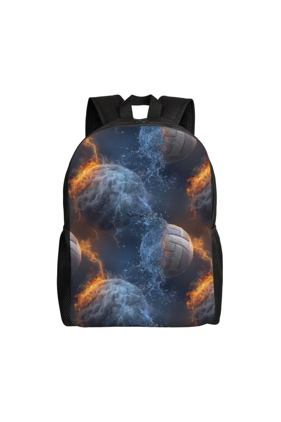 Volleyball in stormy sky Backpack with 15 Inch Laptop Compartment,Water-Resistant Daypack, Large Capacity Backpack with Adjustable Breathable Shoulder Straps for Daily Use Travel Gym