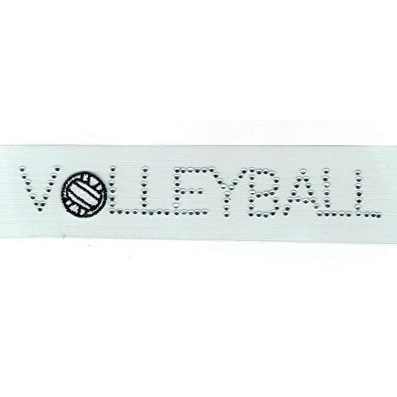 Volleyball with embroidered Ball - Rhinestones - Iron On Applique Transfer