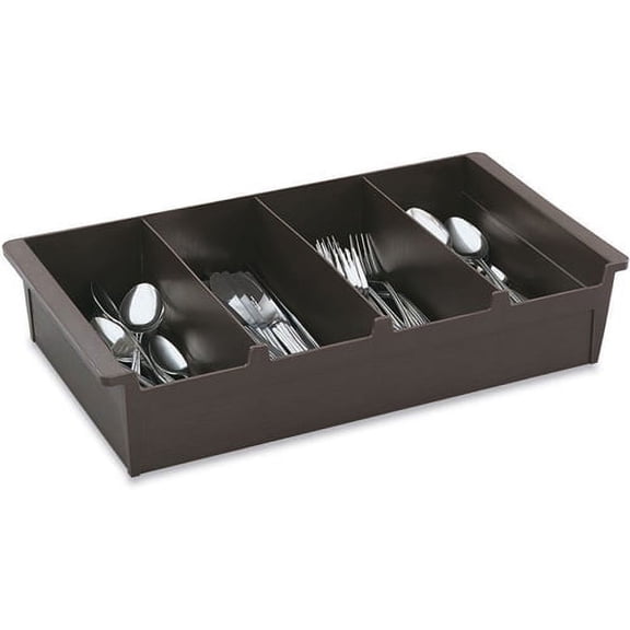 Vollrath 52652 4-Compartment Brown Plastic Cutlery Bin