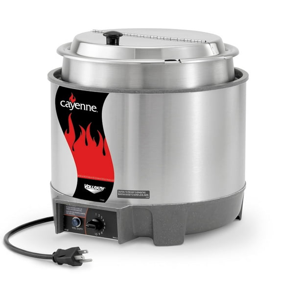 Vollrath 72009 Cayenne 11-Quart Round Heat 'N Serve Rethermalizer (w/Inset and Cover), 120-Volts, NSF, Silver,"12-5/8"" Dia. x 9-5/8""h"
