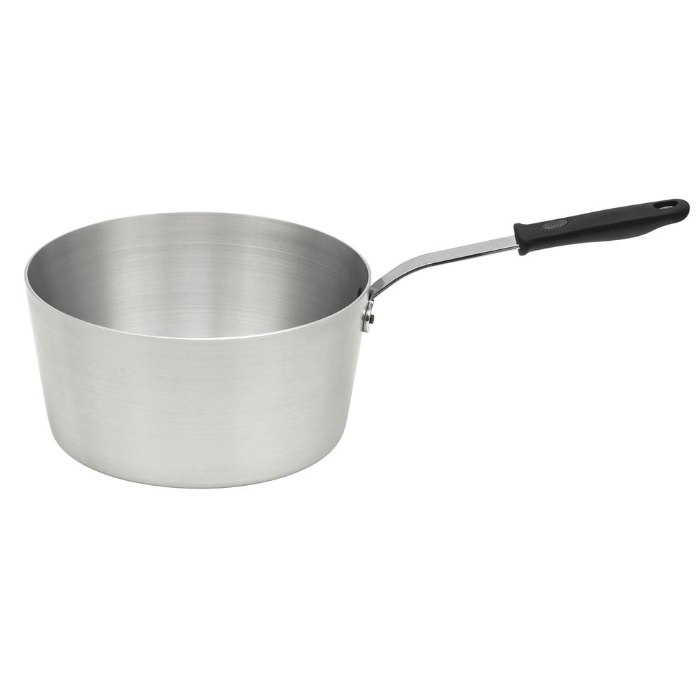 Tapered Nat. Finish Aluminum 5.5 qt Sauce Pan w/TriVent Handle