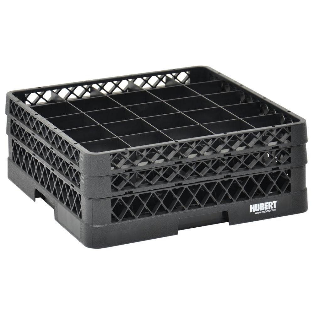 Vollrath Traex Black Plastic 25 Compartment Dishwashing Rack with Two Open Extenders - 19 3/4"L x 19 3/4"W x 7 1/8"H