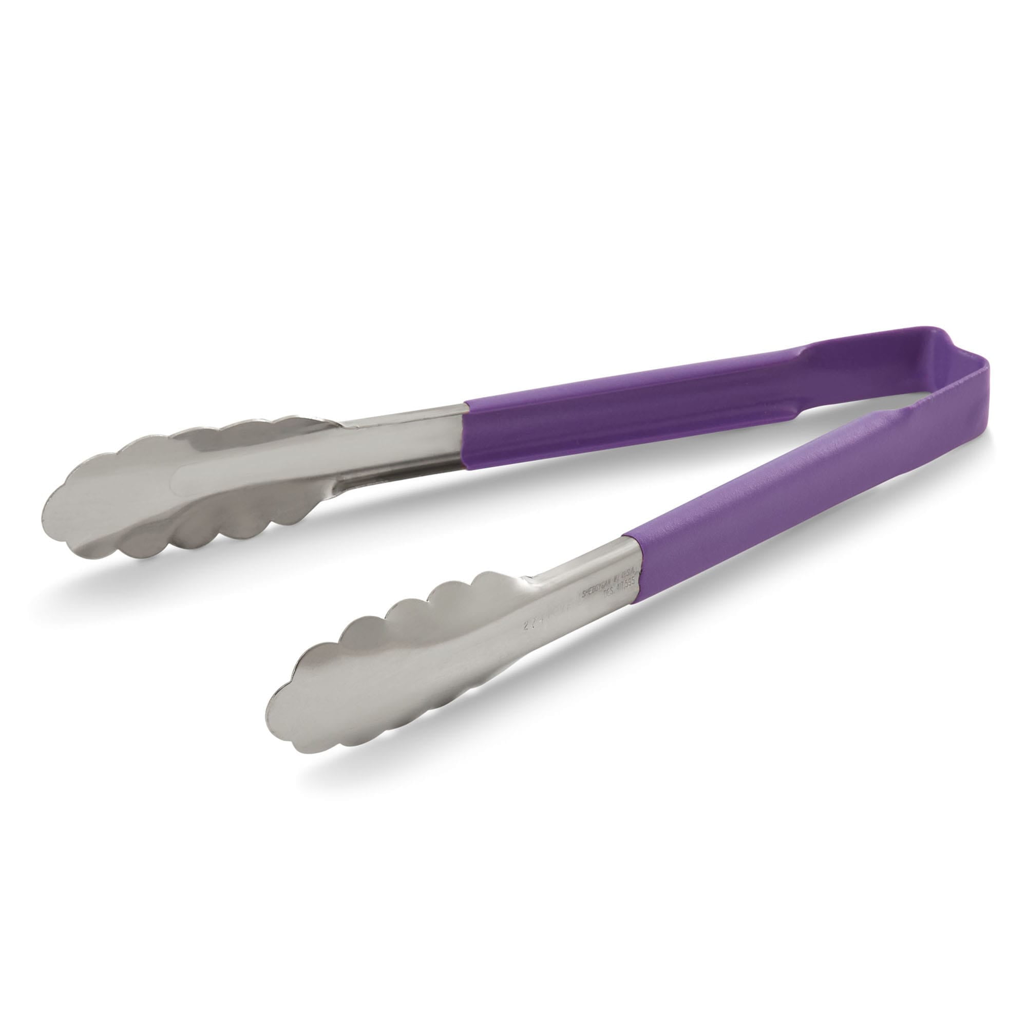 Purple Stainless Steel 9.5" Utility Tongs with Coated Handle