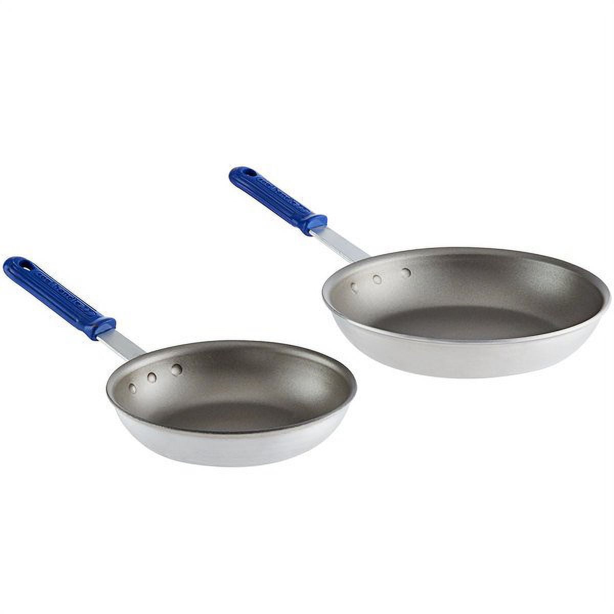 Vollrath Wear-Ever 2-Piece Aluminum Fry Pan Set with Rivetless Interior and  Blue Cool Handles - 8 and 10 Frying Pans
