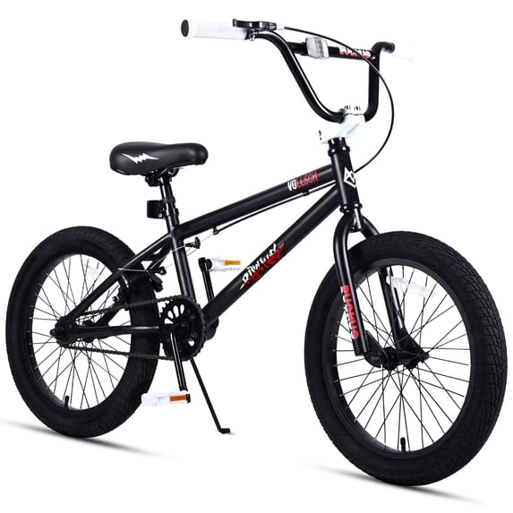 Vollsch Freestyle BMX Bikes 18 Inch Kids Bicycle for 8-15 Years Old Teens, Boys, Girls, Beginner-Lever Riders, Matt Black with Black Tires