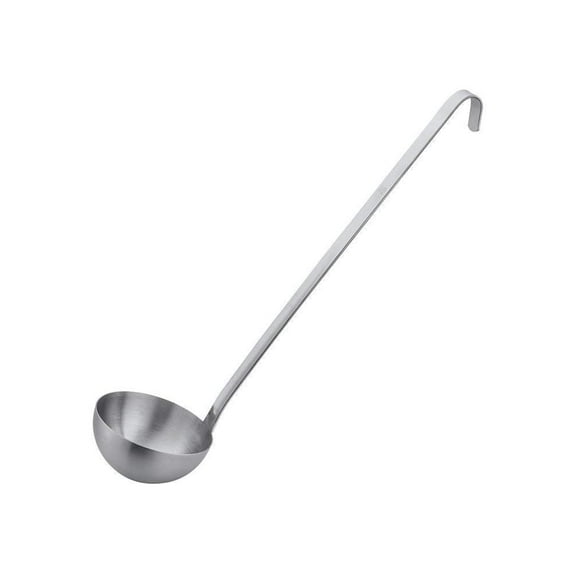 Vollum 1-Piece Ladle Heavy Duty Thick Stainless Steel - 6 Ounce 3.6" Bowl Diameter, 12.1" Handle Length