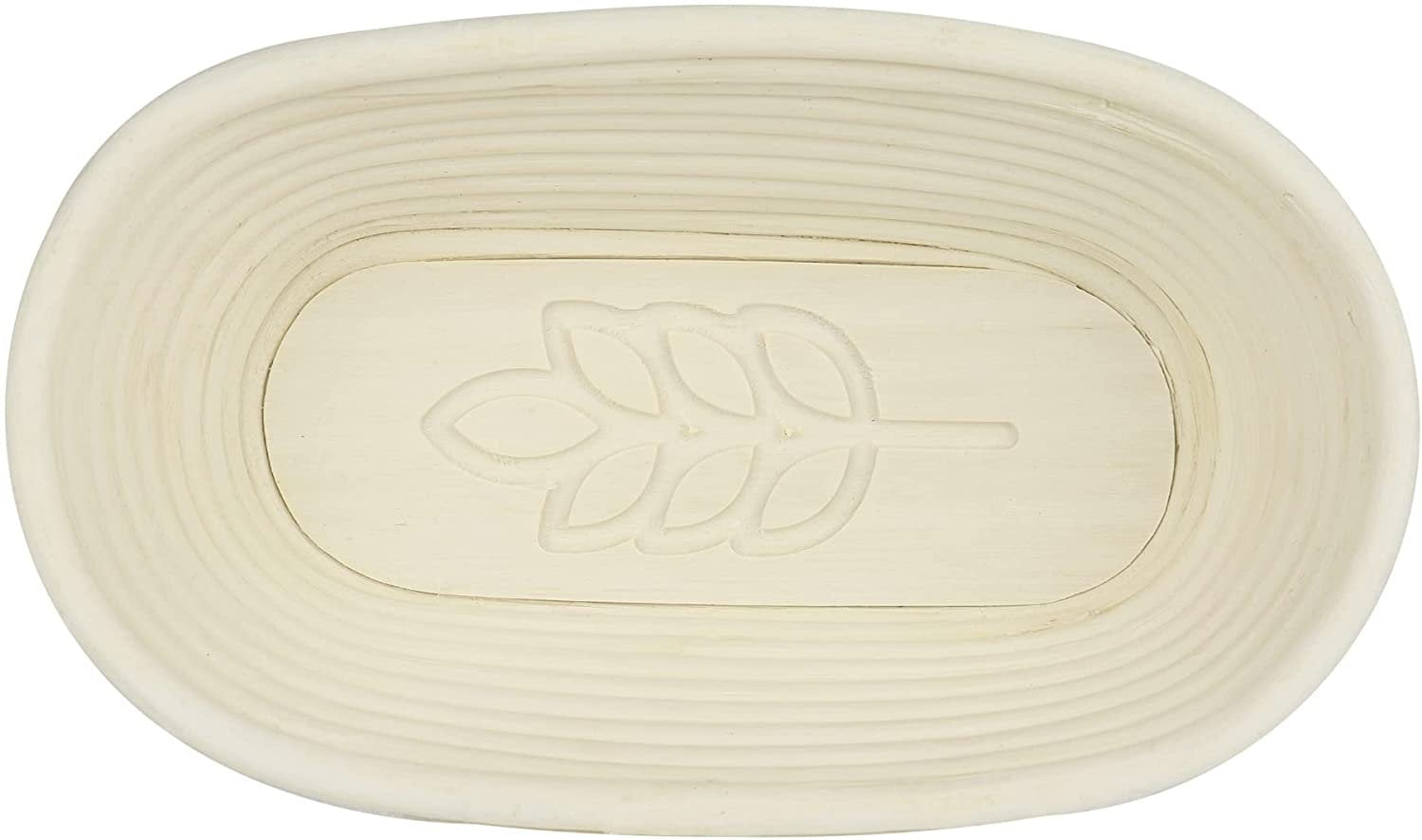 Vollum Bread Proofing Basket Banneton Rattan Cane Bread Maker for Artisan Breads, 10 Inch x 5.5 Inch x 3.5 Inch,1-Pound Oval Brotform with Leaf Imprint
