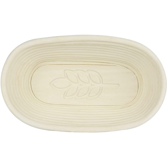 Vollum Bread Proofing Basket Banneton Rattan Cane Bread Maker for Artisan Breads, 10 Inch x 5.5 Inch x 3.5 Inch,1-Pound Oval Brotform with Leaf Imprint