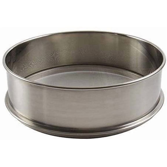 Vollum Stainless Steel Flour Sifter Fine Mesh Round Flour Sieve for Baking 9.5" Diameter x 2.5" High; 30 Mesh (Hole Size 0.6mm)