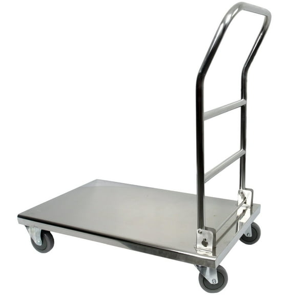 Vollum Folding Platform Trolley All Stainless Steel, 20.5 Inch x 32 Inch