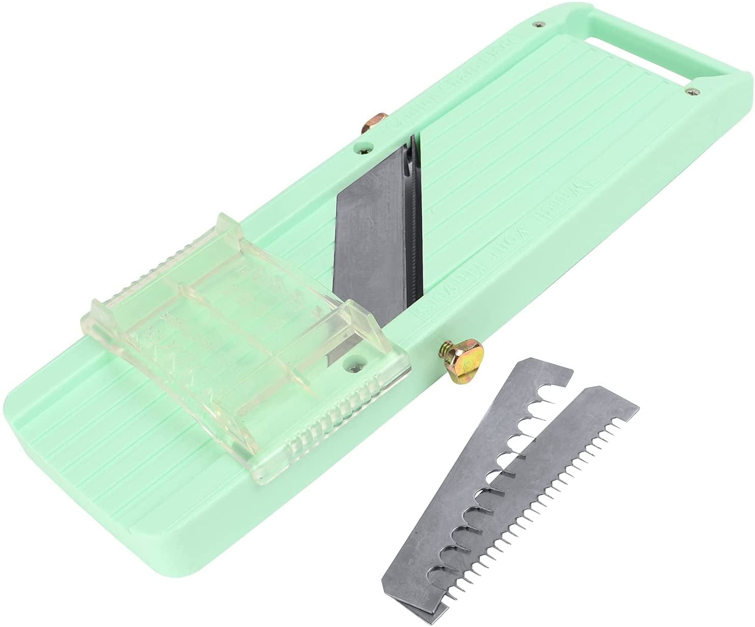 Vollum Mandoline Slicer with 3 Interchangeable Stainless Steel Blades - Green