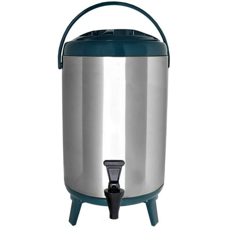 Vollum Stainles Steel Insulated Beverage Dispenser Insulated Thermal Hot and Cold Beverage Dispenser 12 Liter Drink Dispenser with Spigot for Hot Tea & Coffee, Cold Milk, Water, Juice & More TEAL