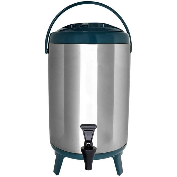 Vollum Stainles Steel Insulated Beverage Dispenser Insulated Thermal Hot and Cold Beverage Dispenser 12 Liter Drink Dispenser with Spigot for Hot Tea & Coffee, Cold Milk, Water, Juice & More TEAL