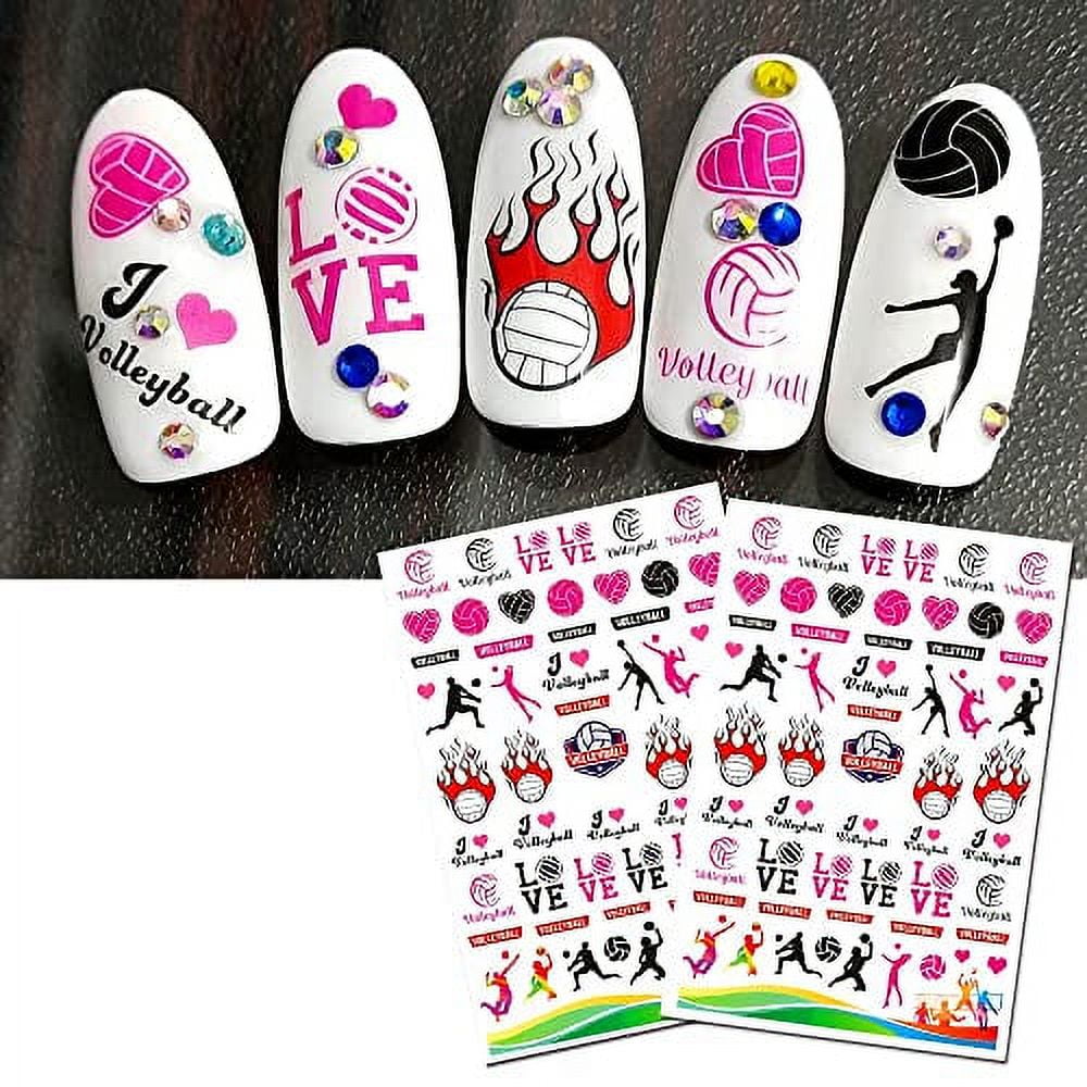 Vollyball Inspired fingernail Stickers Soccer Volleyball Sportd Pink