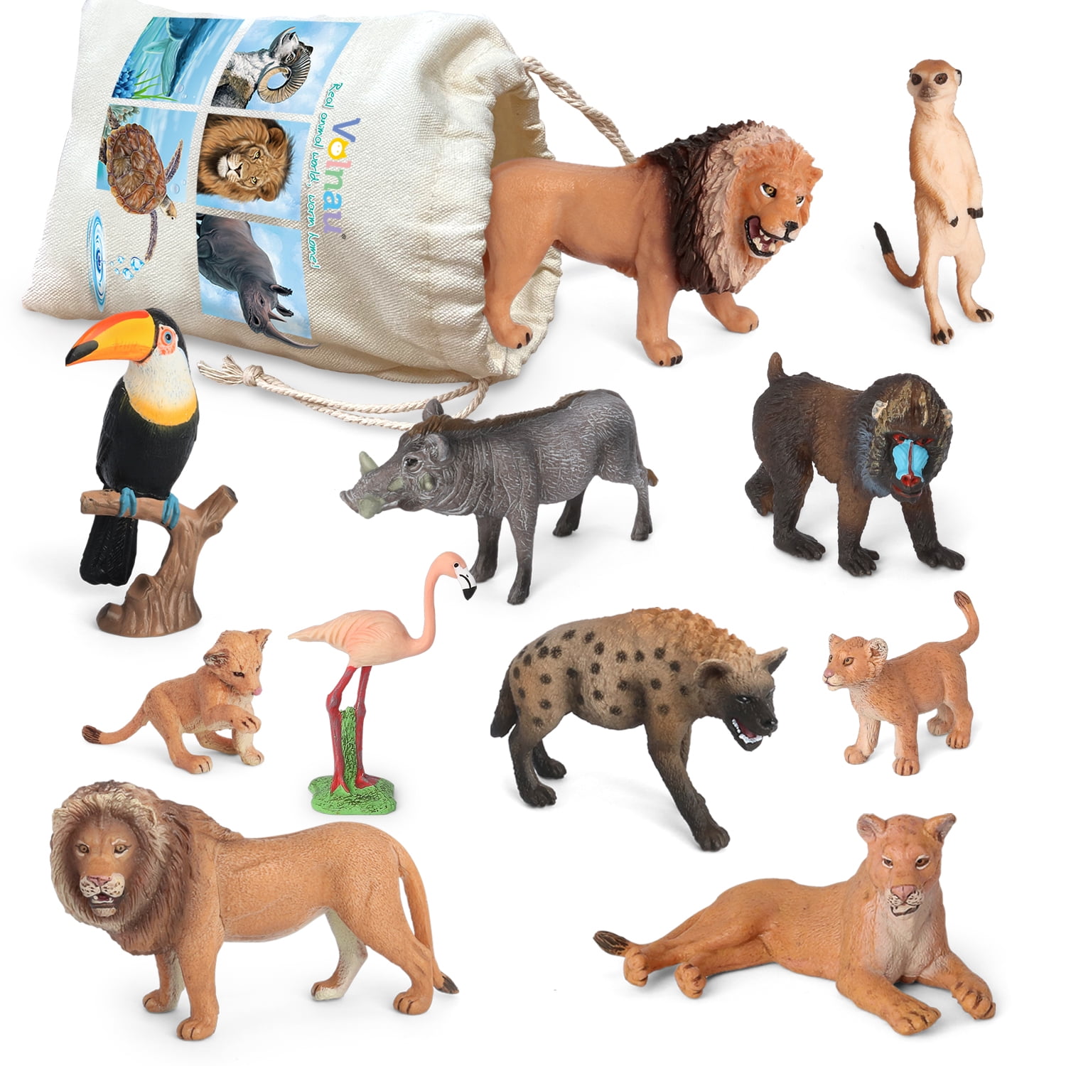 Volnau Animal Toys Figurines Africa Figures Zoo Pack Christmas Birthday Gift Lion Jungle Forest King