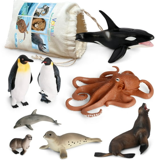 Volnau Sea Creature Toys Figures 8PCS Antarctica Ocean Animal Figurine for Kids Decoration Fish Gift