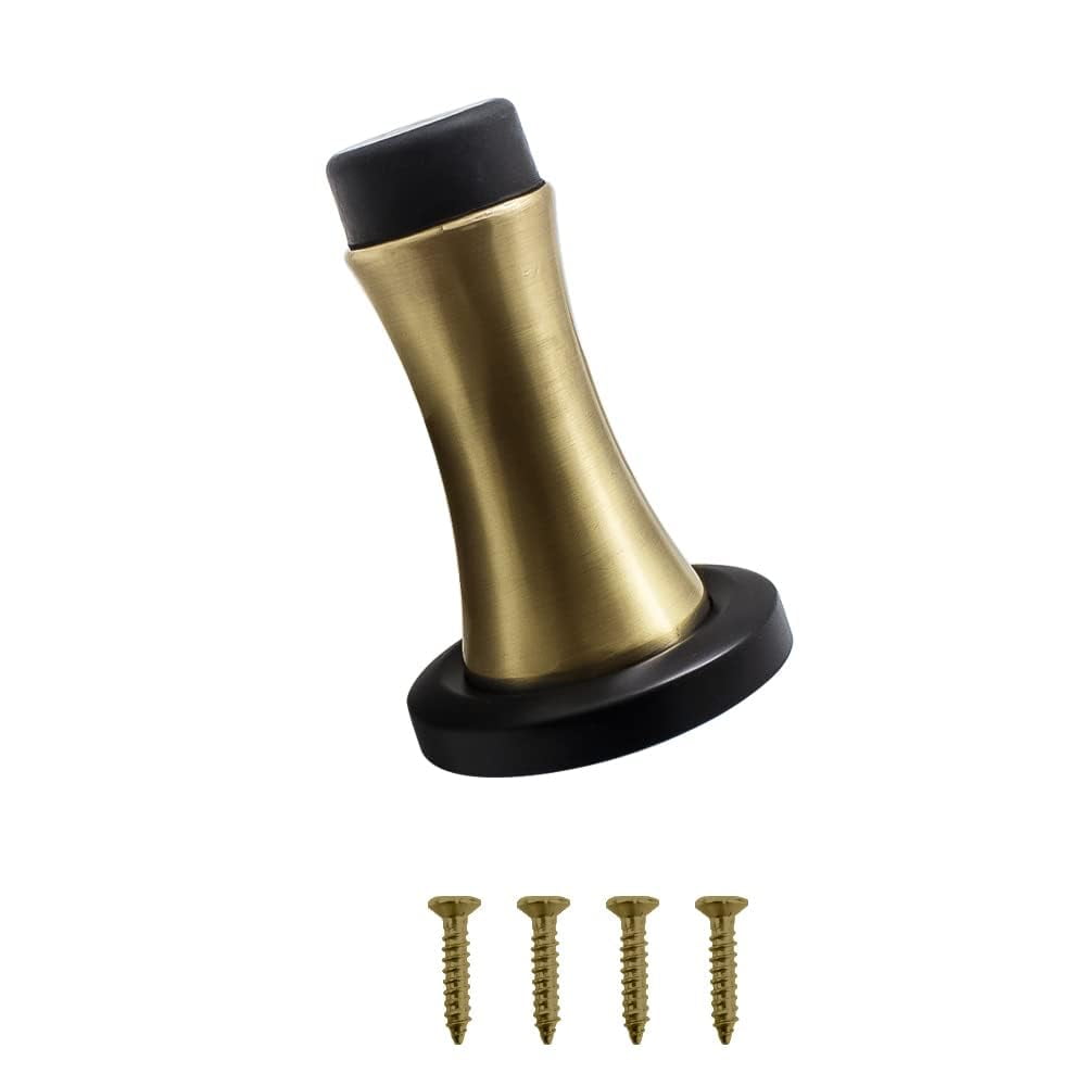 10 Pack Antique Brass Door Stops - Lite Duty Rigid Door Stoppers For Baseboard Protection