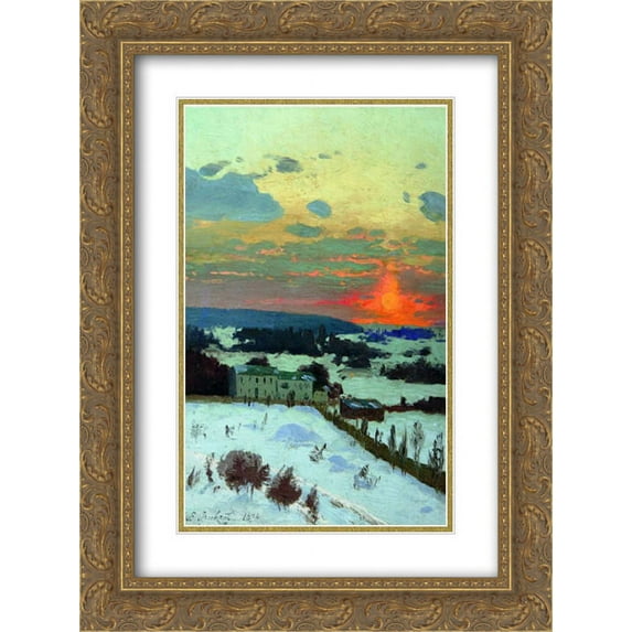 Volodymyr Orlovsky 2x Matted 20x24 Gold Ornate Framed Art Print 'Sunset'