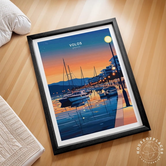 Volos Greece Minimalist Cityscape Wall Art Home Decor