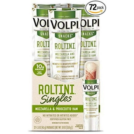 Volpi Roltini Singles with Prosciutto Ham Snacks - Display Ready Carton, 1.5 Ounce - 72 per case.