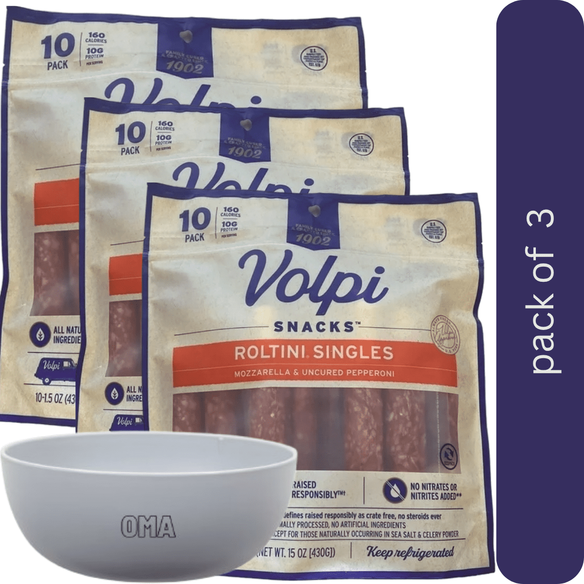 Roltini Volpi Snacks Roltini Singles with Mozzarella and Uncured Pepperoni, 3 ...